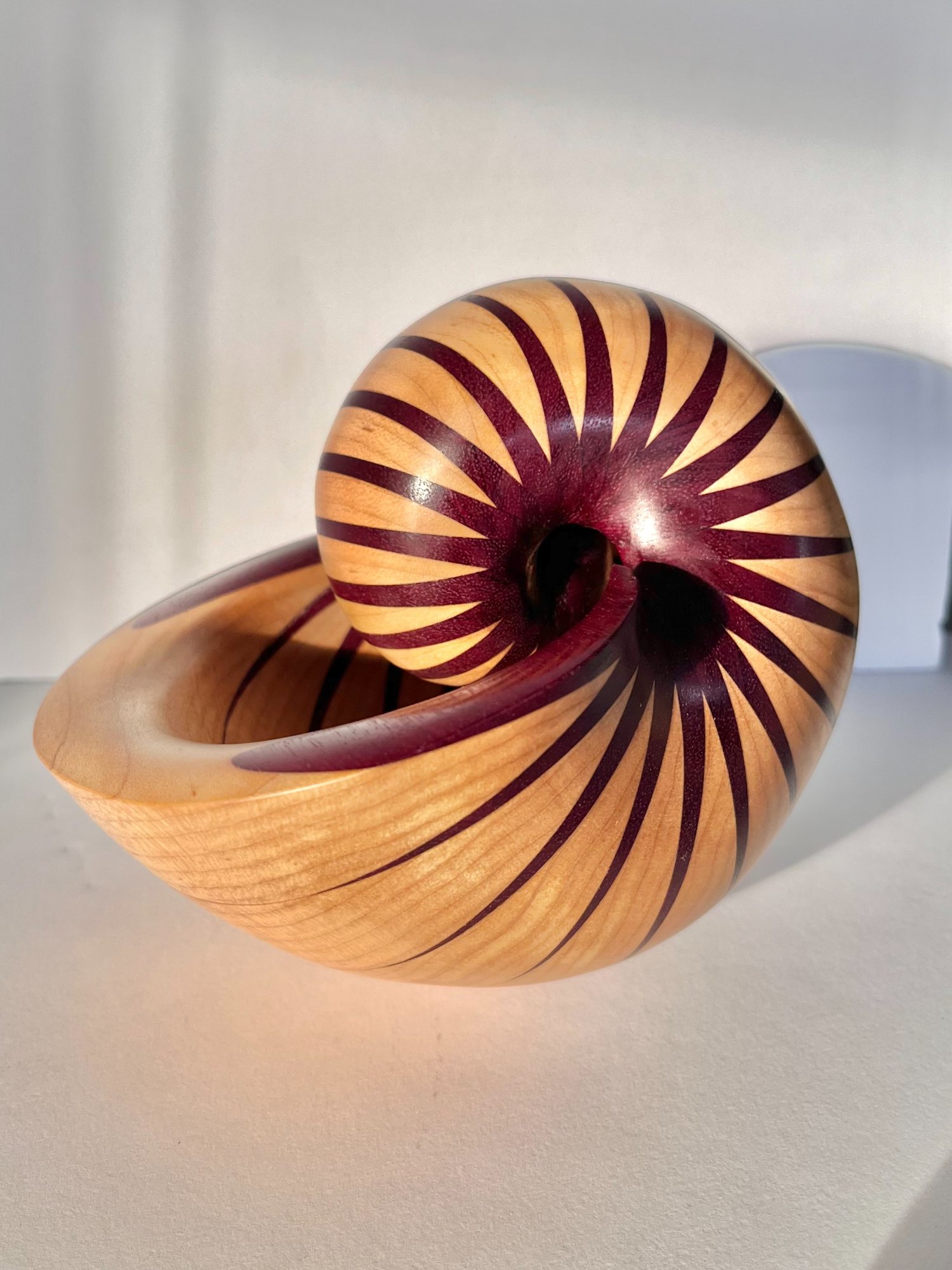 Turned wood nautilus sculpture