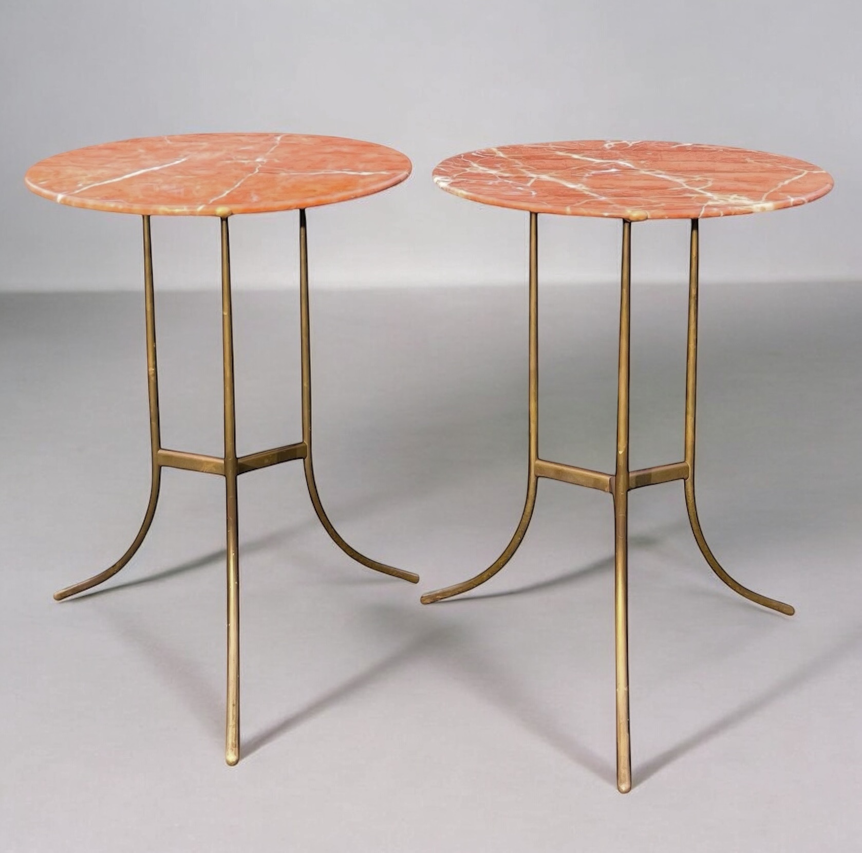 Pair of marble and brass side tables